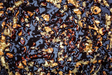 Image of chocolate nut cake as background