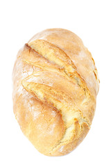 Loaf of wheat bread on white background.