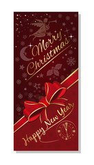 Red greeting card for Christmas and New Year. Christmas background design. Vector illustration