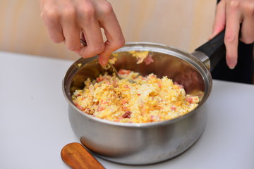 Mincing machine and meat isolated on white background