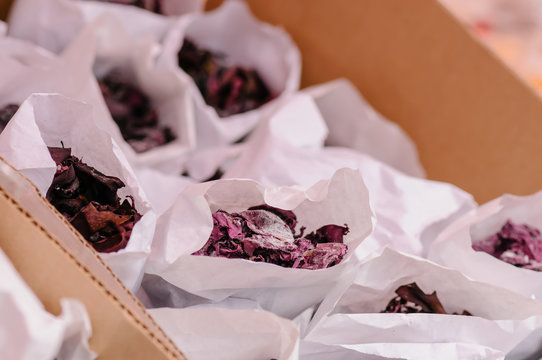 Bags containing Dulse, an edible seaweed, on sale at a market stall during the Ould Lammas Fair in Ballycastle.