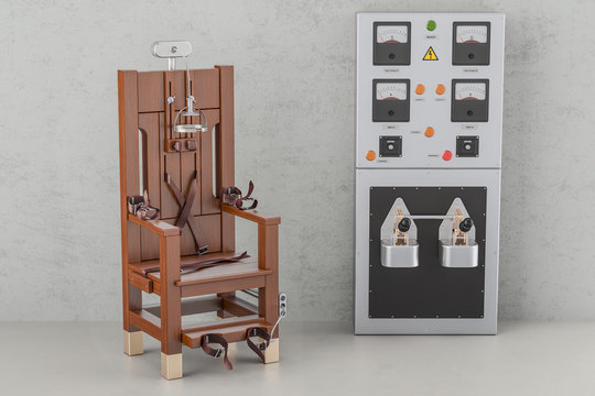 Electric chair with electrical power panel box, 3D rendering