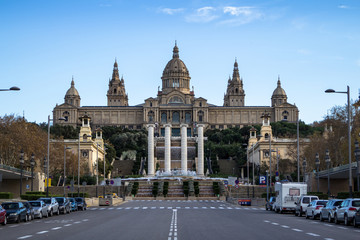Obraz premium National Palace of Barcelona on mountain Montjuic