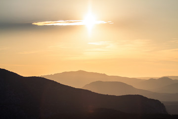 Sunset in the mountain landscape