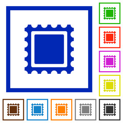 Stamp flat framed icons