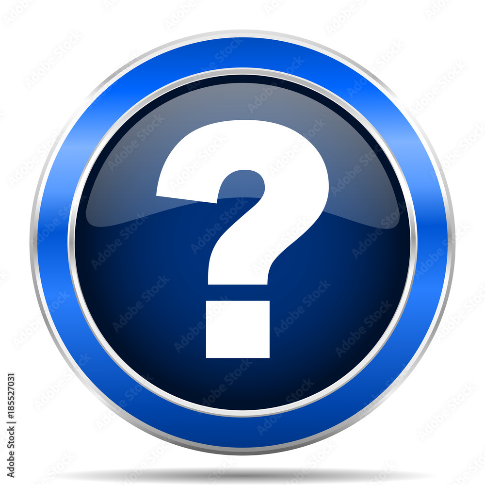 Leinwandbilder question mark blue silver metallic round glossy vector icon. modern design web and mobile applicatio