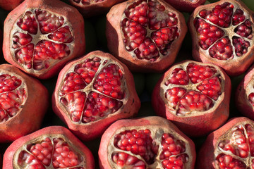 Peeled Pomegranate Heap on Market Stall Redy For Selling