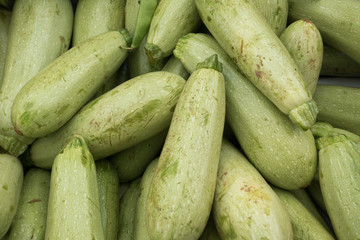 Ripe Zucchini Pile on Market Stall for Sale in Istanbul Turkey