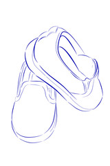 Doodle Blue Outline of Toddler Shoes