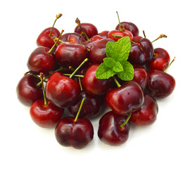 Sweet cherry isolated on white 