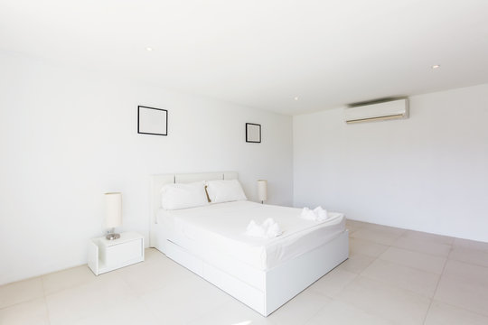 Modern bed room interior in Luxury villa. White colours