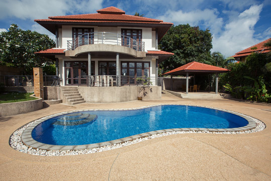 Swimming pool  in luxury villa interior
