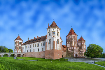 Travel Places and Torist Destinations. Picture of Renowned Mir Castle as Former Bastion and Fortress of The Great Lithuanian Kingdom, Present Belarus.