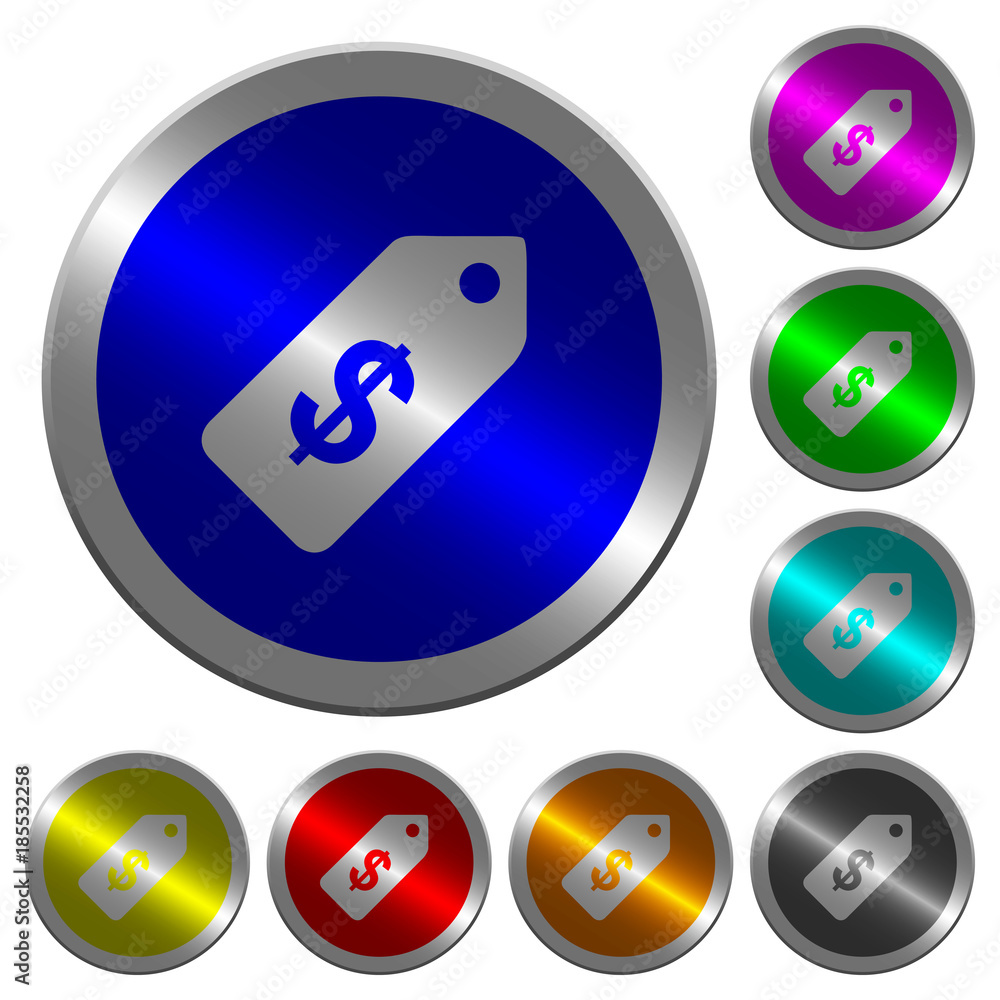 Poster dollar price label luminous coin-like round color buttons