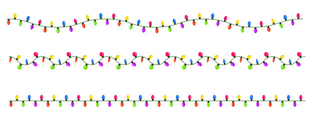 light bulb, garland string set christmas design isolated on white background