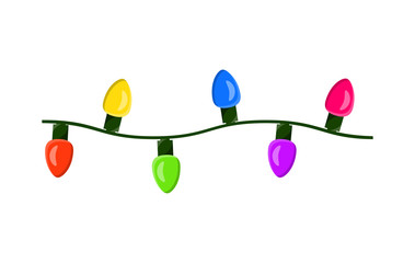 light bulb, garland string christmas design isolated on white background