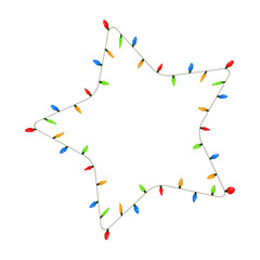 light bulb, garland star christmas design isolated on white background