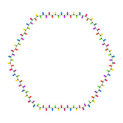 light bulb, garland square border christmas design isolated on white background