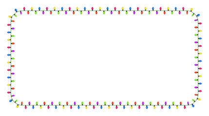 light bulb, garland square border christmas design isolated on white background