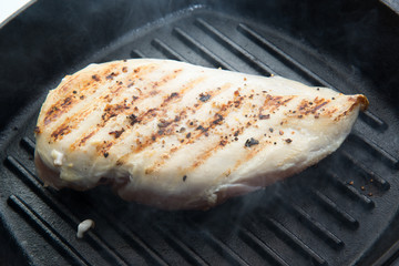 cooking chicken breast on grill pan