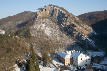 Historic monastery in the Svaty Jan pod Skalou, Central Bohemia, Czech republic