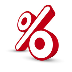 Percent Symbol And Shadow - 3D Vector Icon