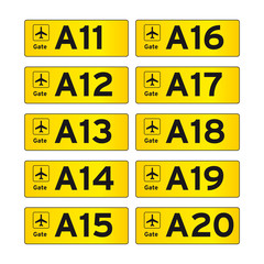 Airport gate sign set