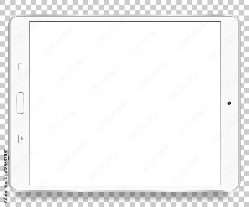 Poster tablet computer front view isolated in a transparancy background. to present your application