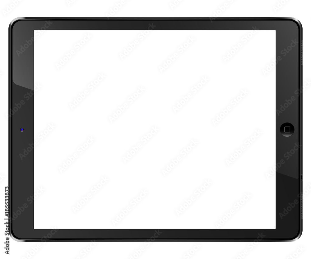 Aufkleber tablet computer black front view isolated in a white background. to present your application