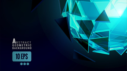 Polygonal abstract sphere on dark BG © jolygon