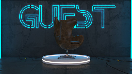 Guest talk show leather sofa