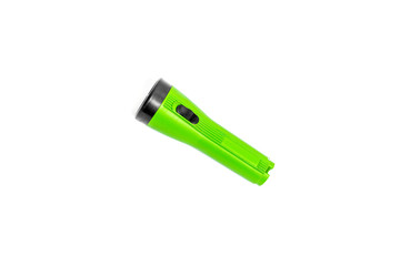 Green flashlight isolated on white background