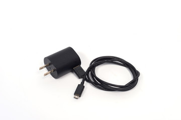 Used mobile charger isolated on white background