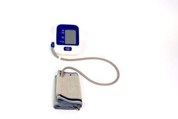 Digital blood pressure gauge isolated on white background