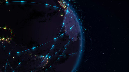 3D rendering abstract of world network, internet and global connection concept