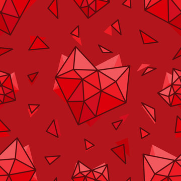 Seamless Polygon Heart Valentine S Day Greeting Card Pattern