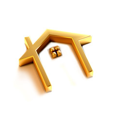 Golden House.3D Render Illustration