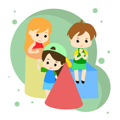 Playing Kids Vector Illustration