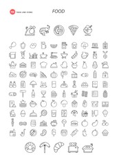 110 thin line icons. Food, drink, restaurant, cooking and more. - 185537611