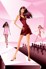 Fashion models represent new collection - vector illustration