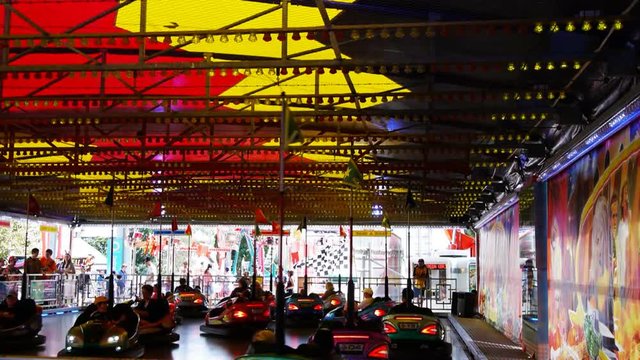 a time lapse of bumper cars
