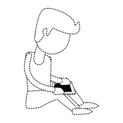 Man with tablet cartoon icon vector illustration graphic design