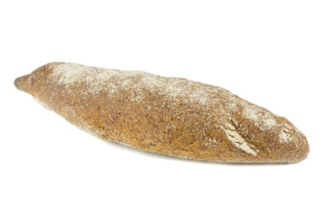 Freshly made baguette from wheat flour isolated on white background. Healthy eating.