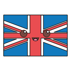 kawaii union jack flag vector illustration