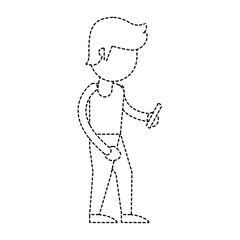 Fototapeta premium Man with smartphone cartoon icon vector illustration graphic design