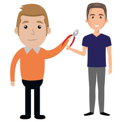 Fototapeta premium men with pliers tool isolated icon