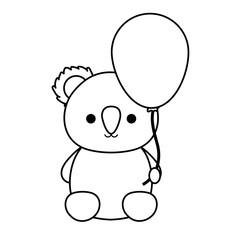 koala with balloon  vector illustration