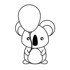koala with balloon vector illustration