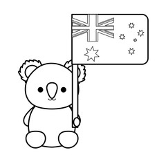 koala with flag of australia  vector illustration