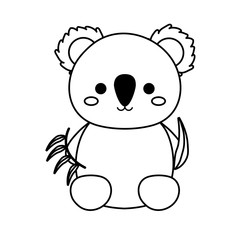 koala with eucalyptus leaves  vector illustration